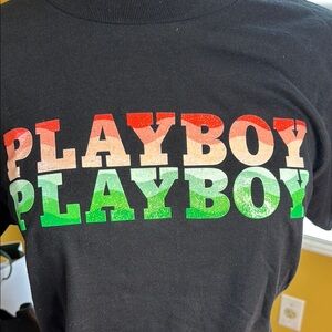 PLAYBOY Black Tee with Vibrant Logo NWT